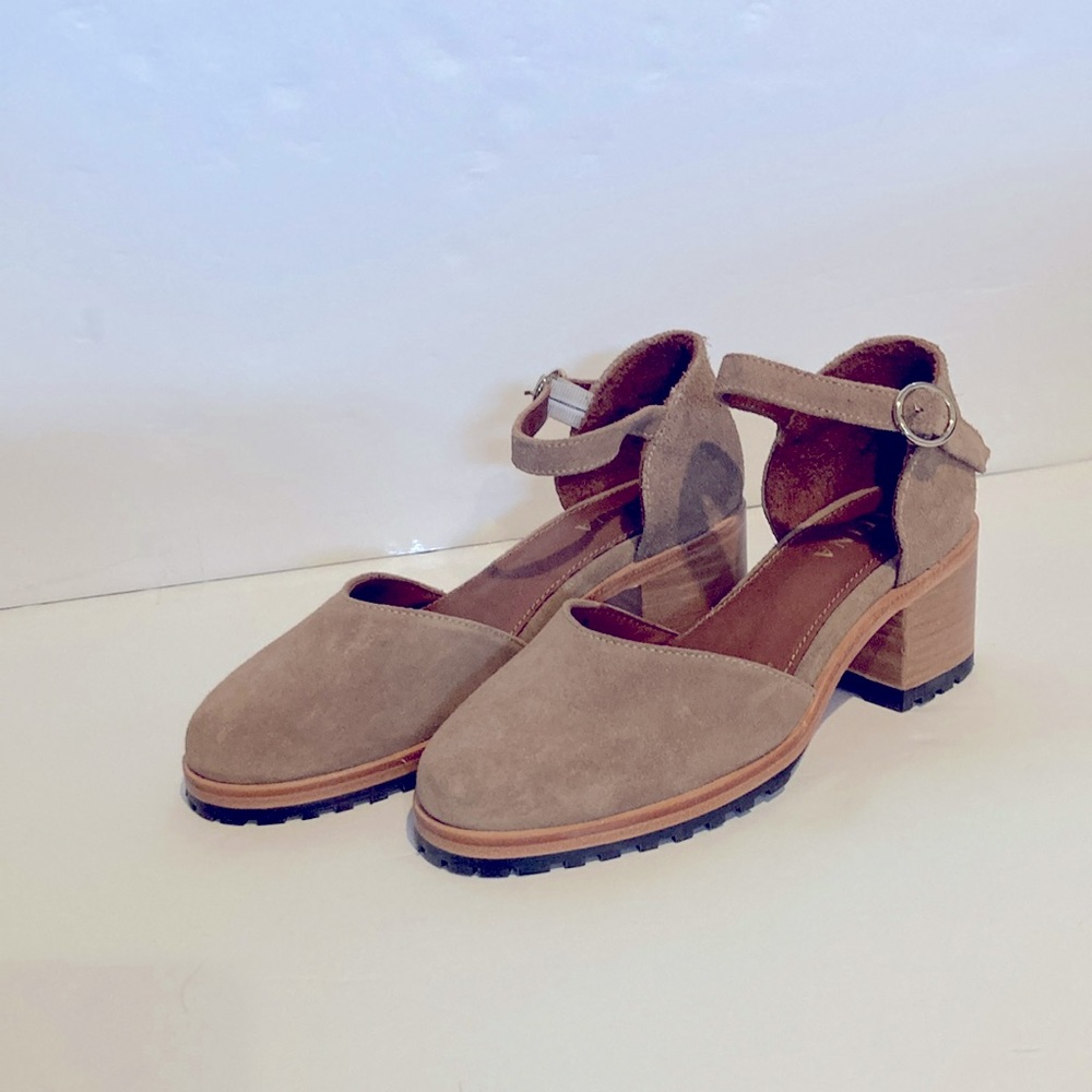 Brand New Taupe Suede Mary Jane’s Size 5.5 US